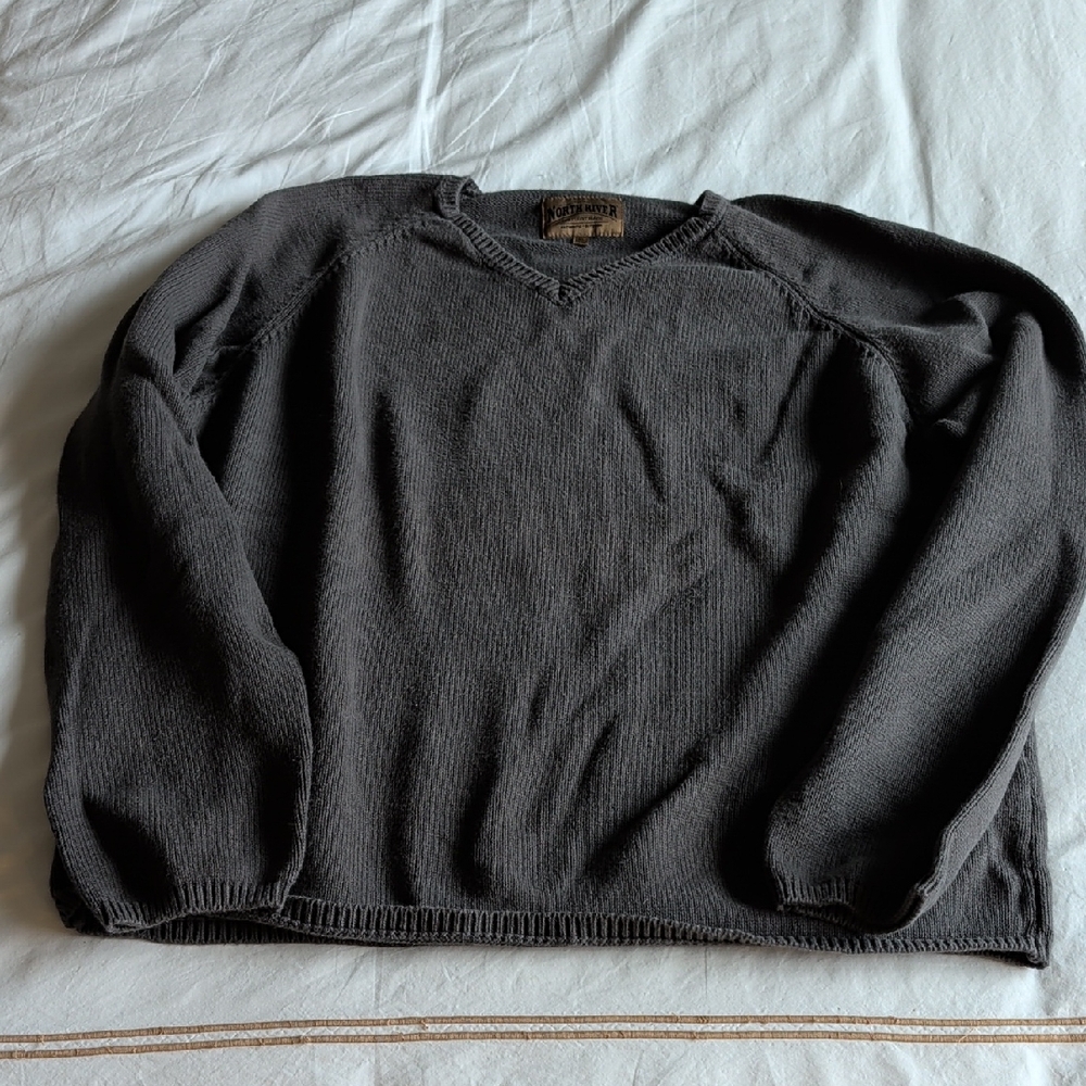 North River Outfitters Grey V-Neck Sweater for Men